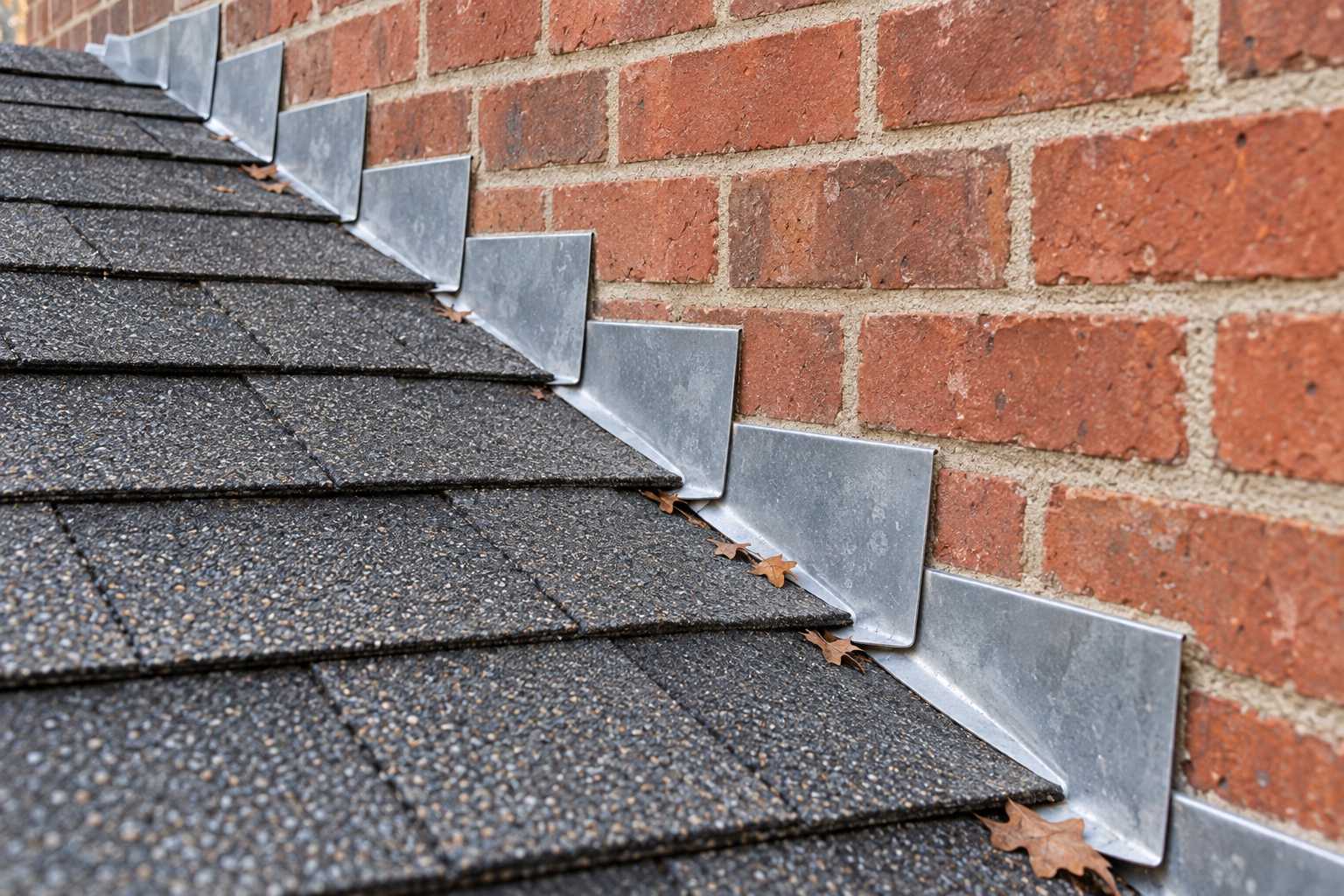 roof flashing at a wall