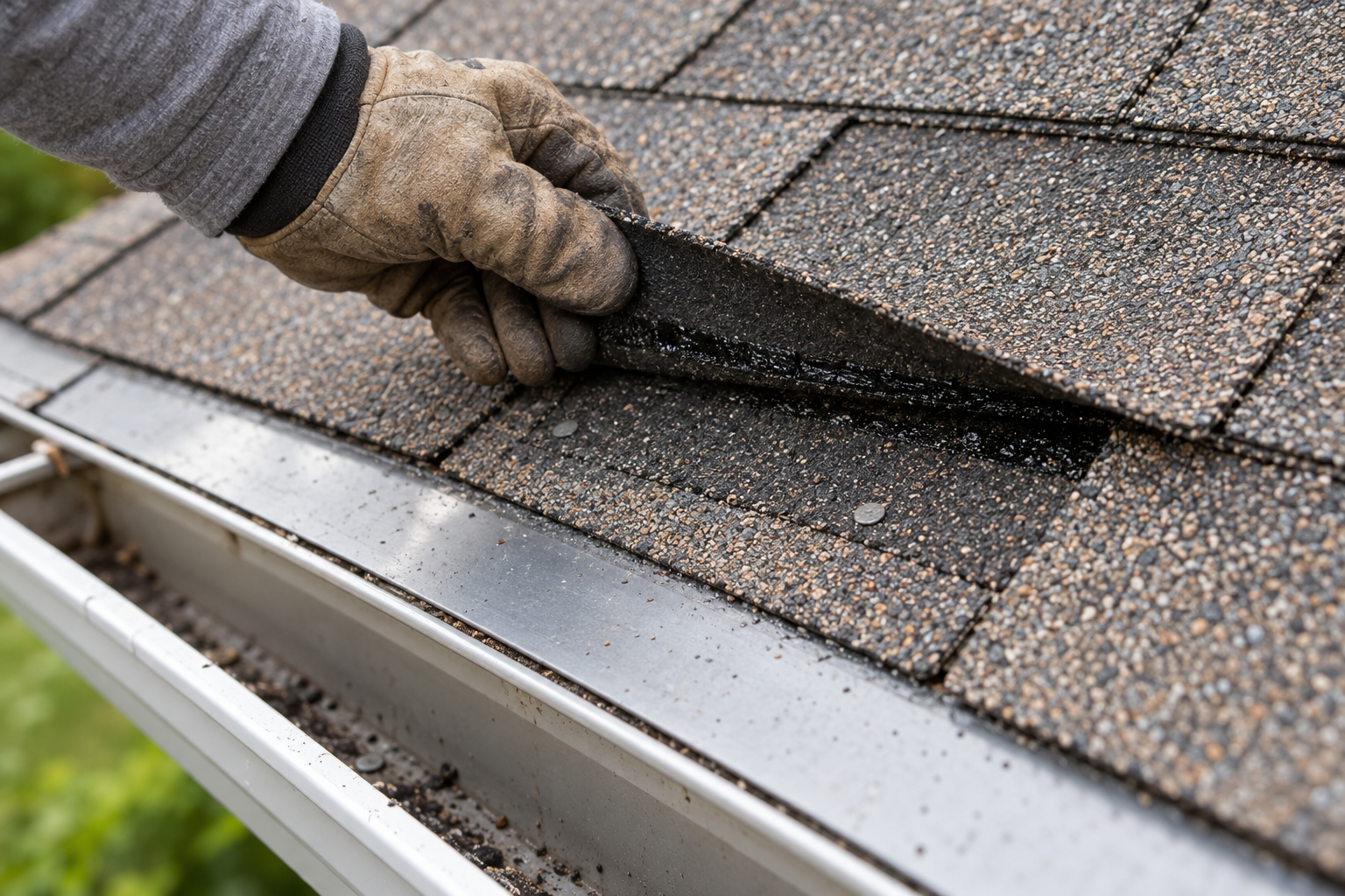 roofer on a shingle roof in Mobile