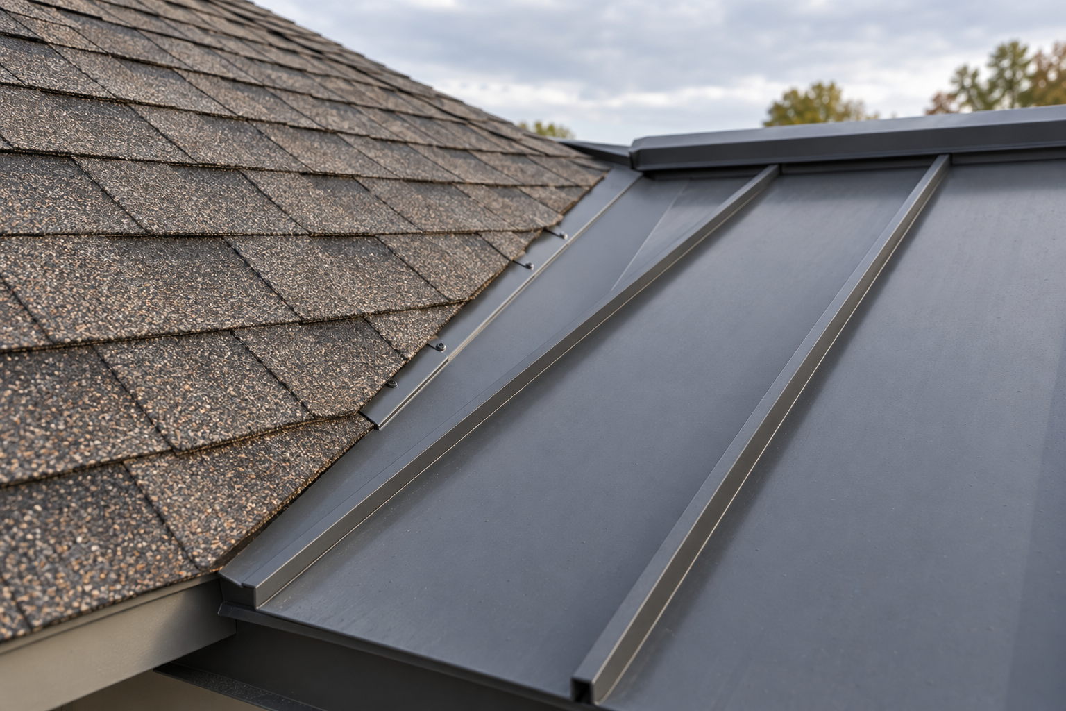asphalt shingles and metal roofing